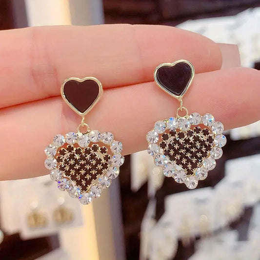 Korean Premium Zirconia Black Heart Drop Earring3