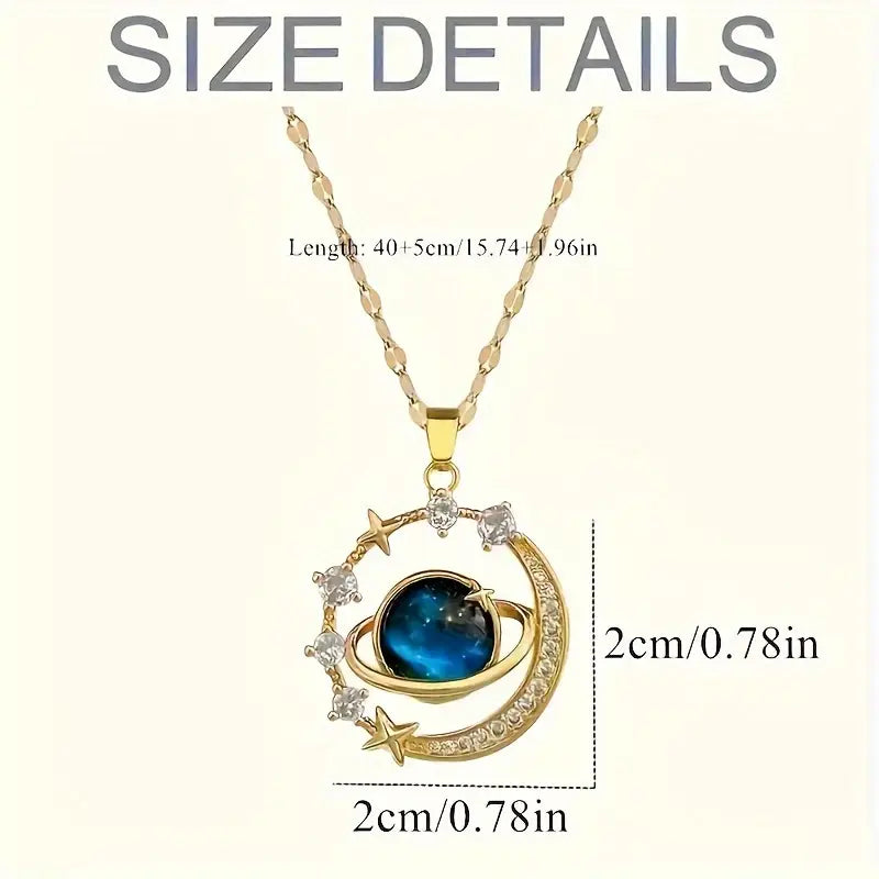 Twinkling Blue Starry Sky Zircon Beautiful Pendant
