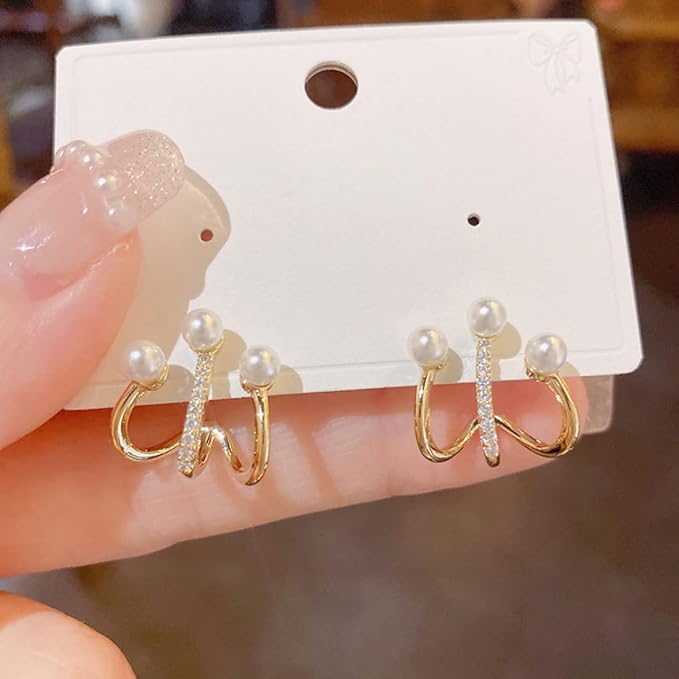 korean pearl gold rirconia stone Earring3