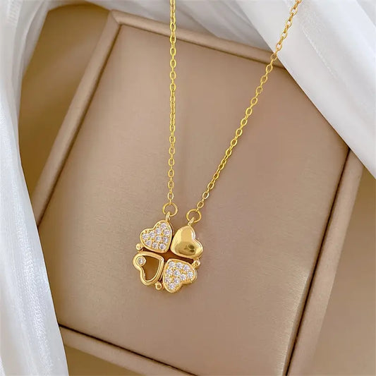 Luxurious Magnetic clover heart Women Nacklace