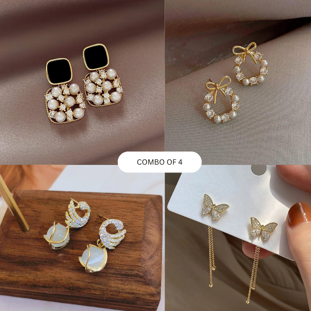 combo of 4 stud earring