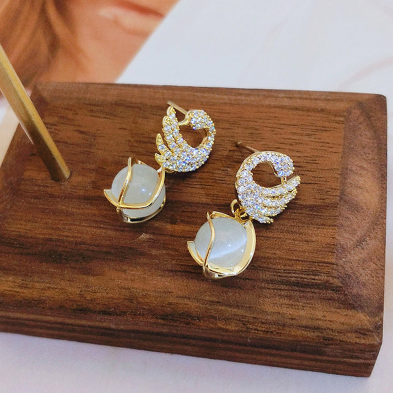 Korean Crystal Sparking Diamond Drop Earring for Women Gold3