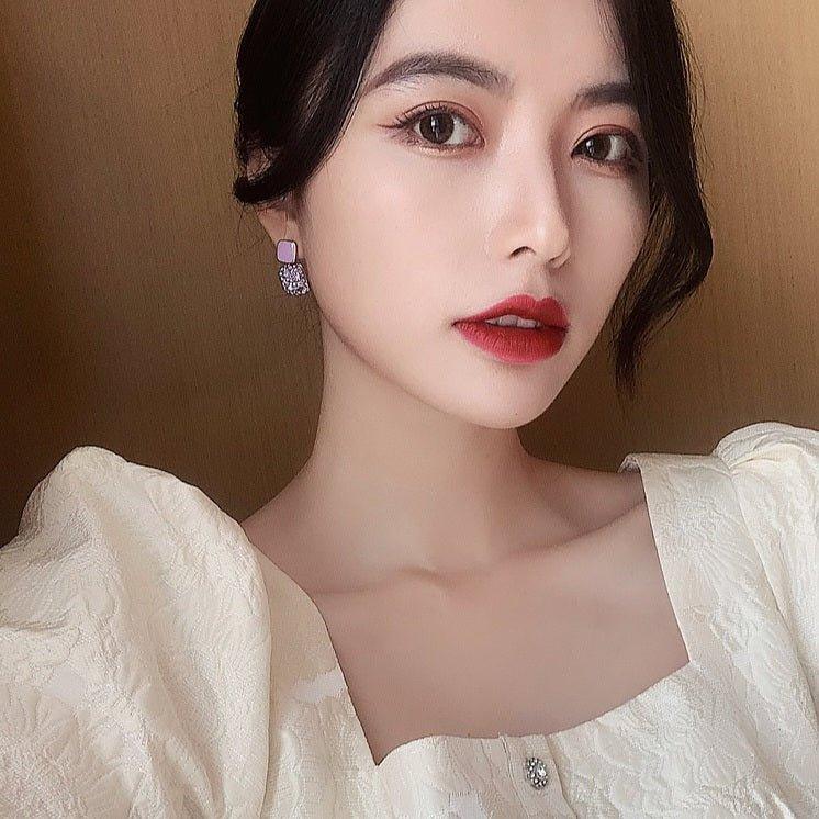 Cute Sparkling Purple Diamond Crystal Beautifull Stud Earrings - Shine