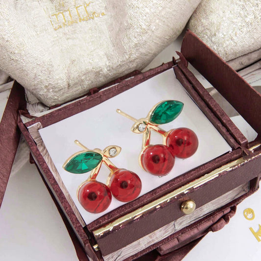 Korean beautiful red charm drom earring