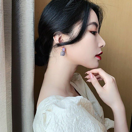 Cute Sparkling Purple Diamond Crystal Beautifull Stud Earrings - Shine