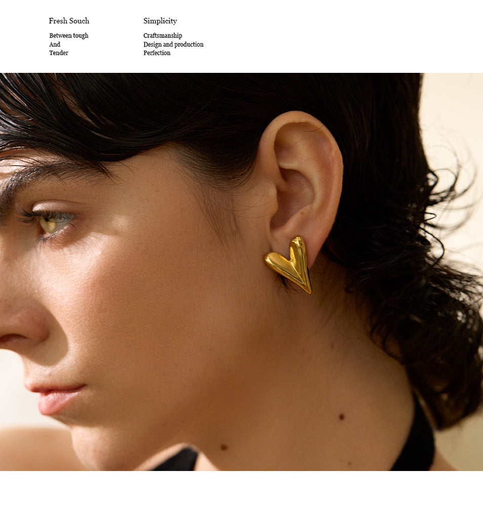 korean anti Tarnish v shape cute earring