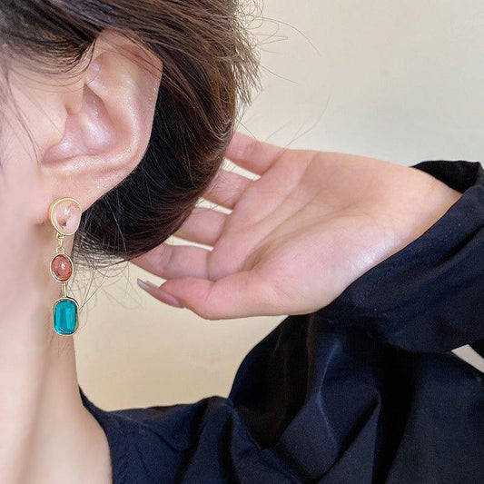 Korean Beautifull Multicolor Stone Earrings For Women - Shine