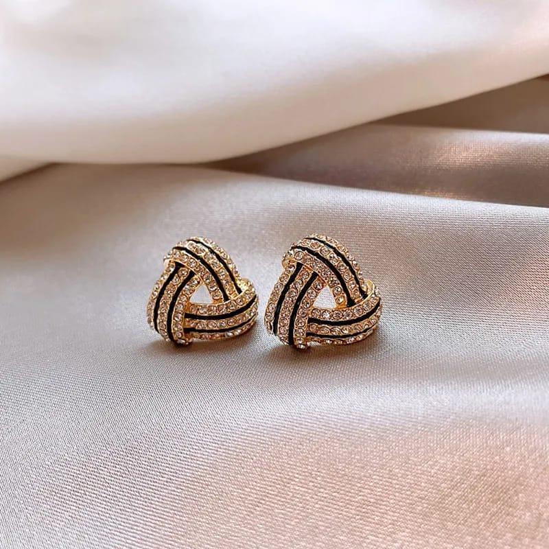 Cute Stylish Sparkling Crystal Triangle Stud Earrings - Shine