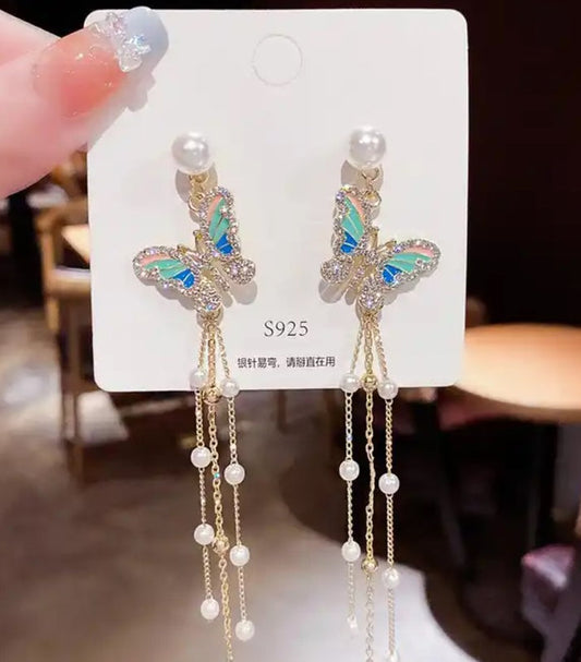 Korean Butterfly Luxurious Pearl Drop Earring