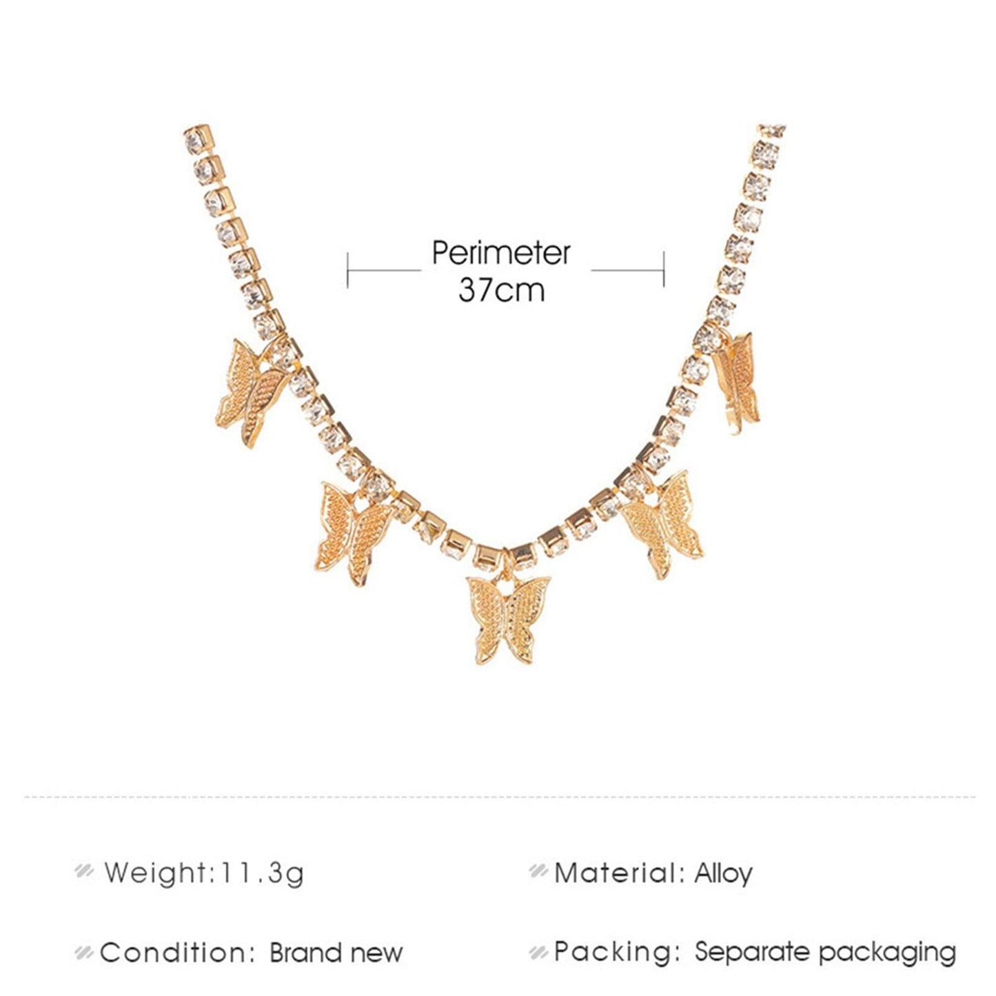 Korean Luxury Beautiful Style Gold Butterfly Pendant Necklace - Shineshe