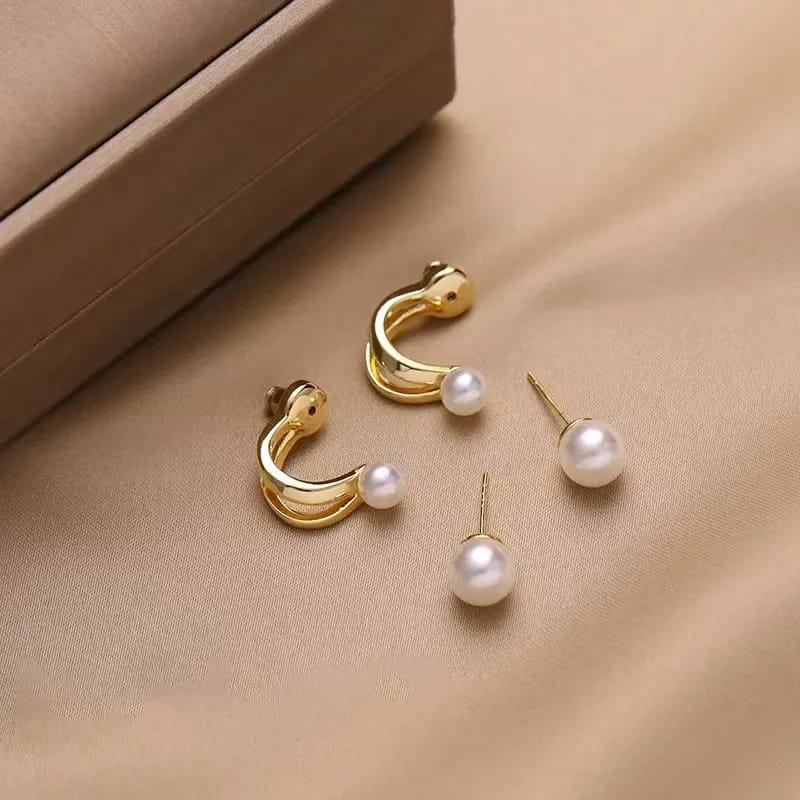 Korean Pearl Beautiful Gold Earring3
