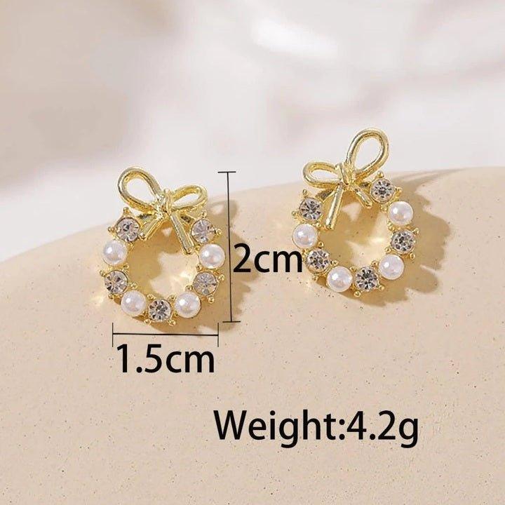 Beautiful Natural Pearl Diamond Studded Gold Earring - Shine