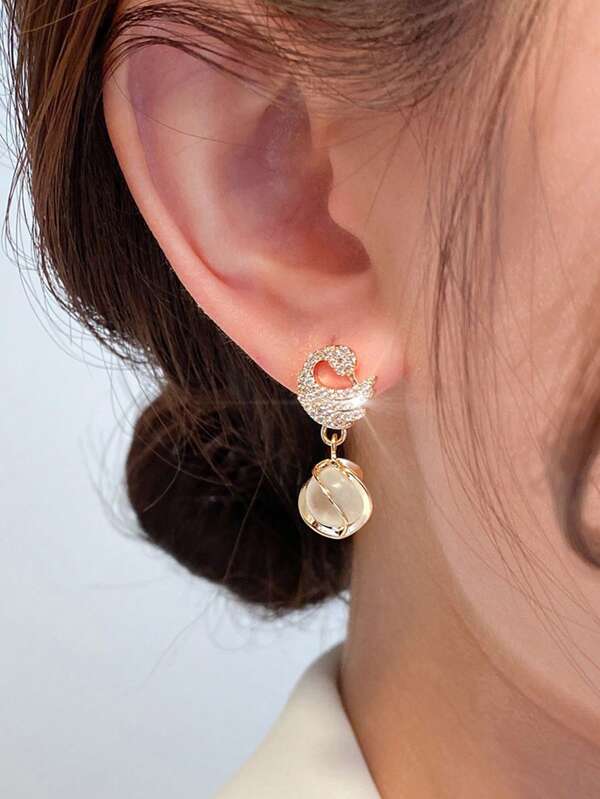 Korean Crystal Sparking Diamond Drop Earring for Women Gold3