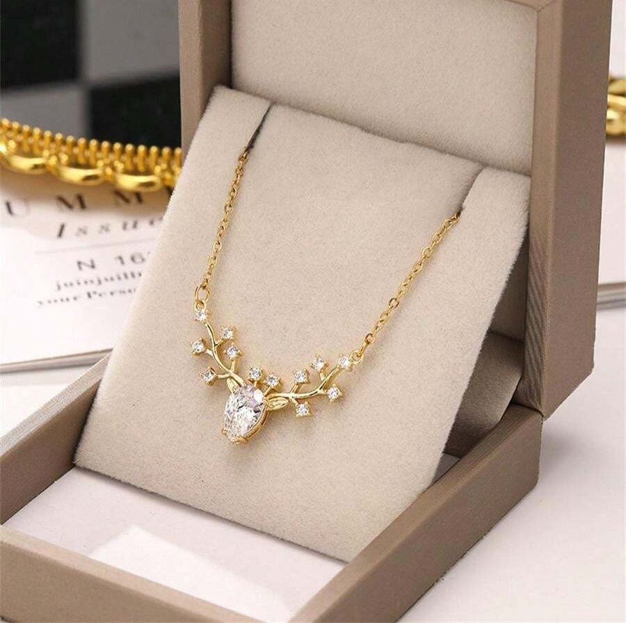 korean luxurious diamond stone gold pendant