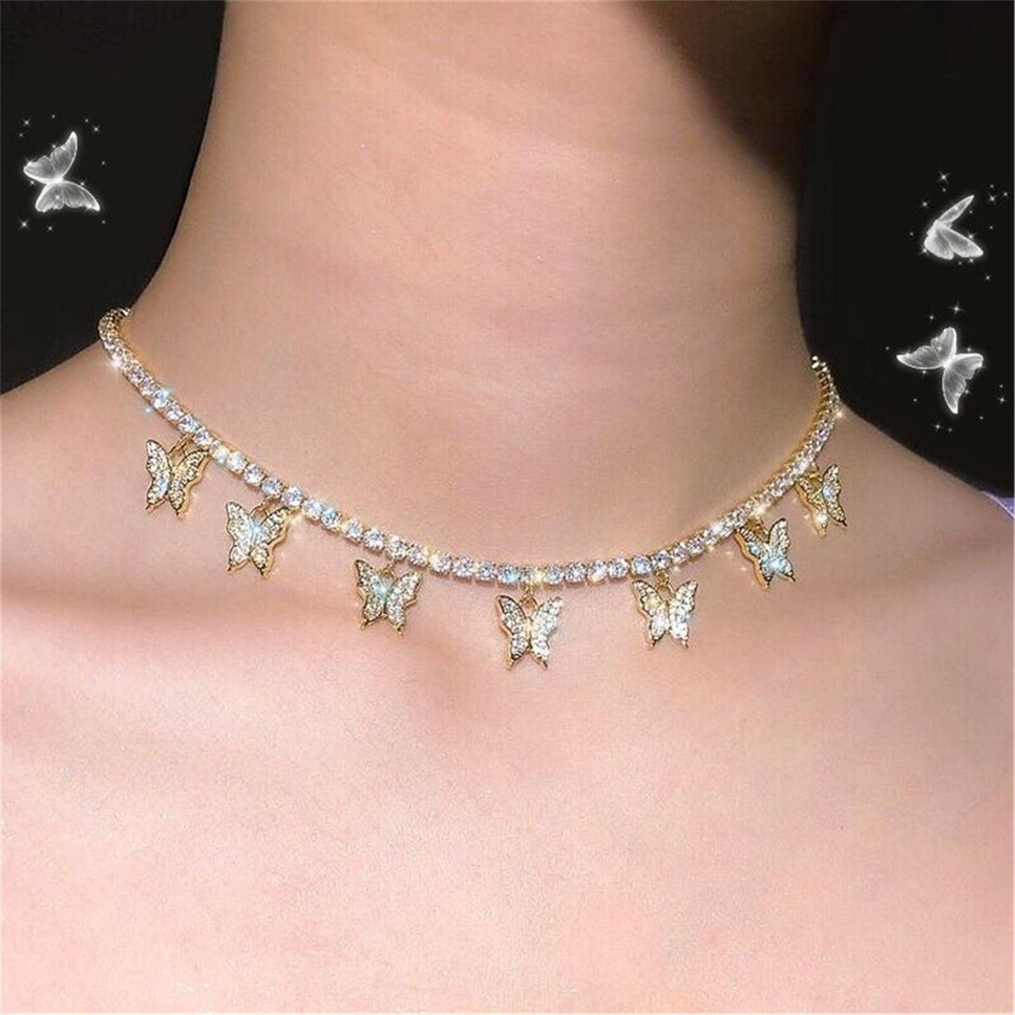 Korean Luxury Beautiful Style Gold Butterfly Pendant Necklace - Shineshe