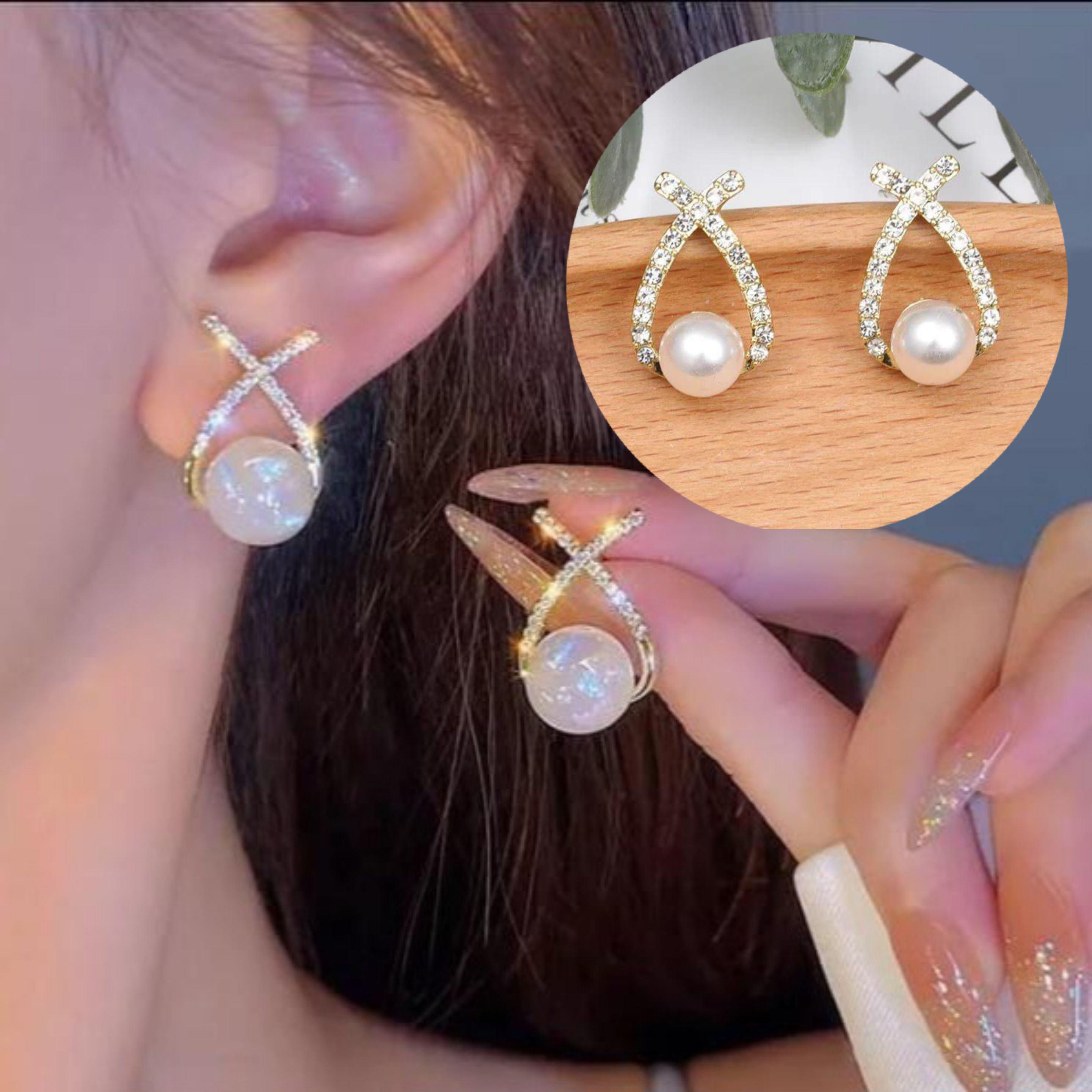 Beautiful Korean Peal Zirconia Stone Earring