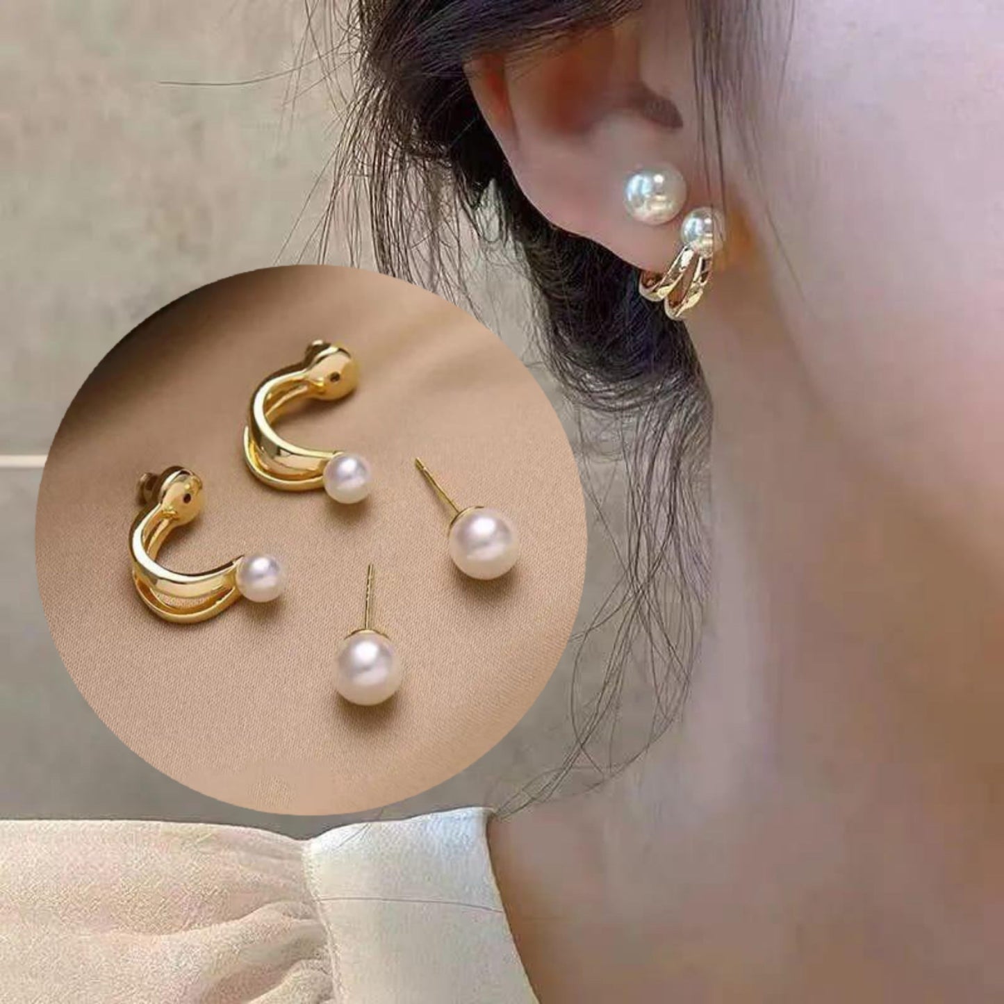 Korean Pearl Beautiful Gold Earring3