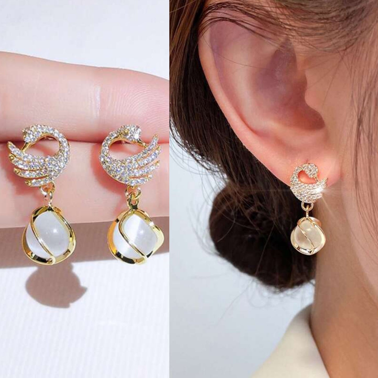 Korean Crystal Sparking Diamond Drop Earring for Women Gold3