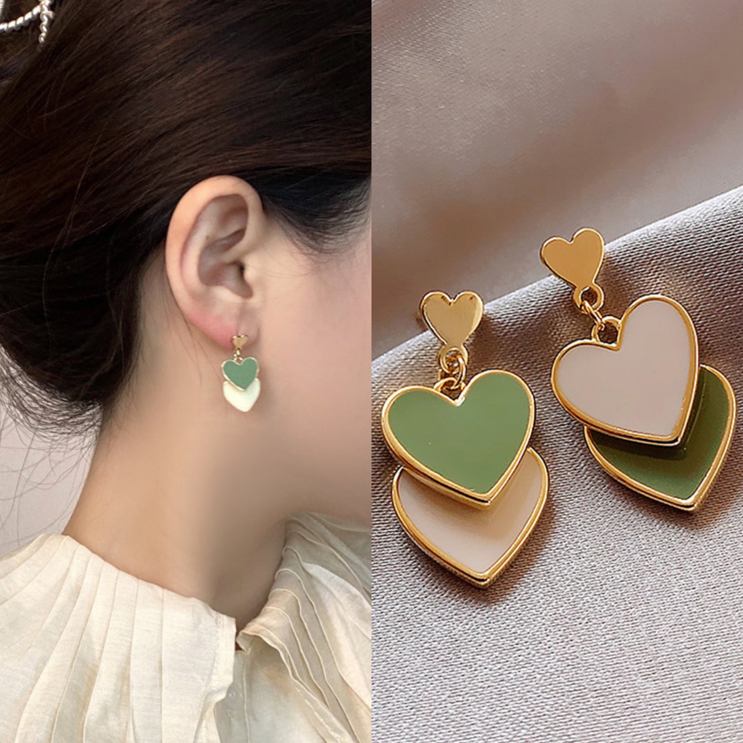 Korean double heart beautifull Earring3