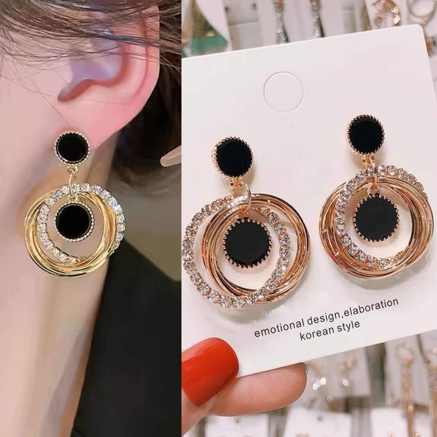 Korean Luxurious Gold Zirconia Stone Premium Earring