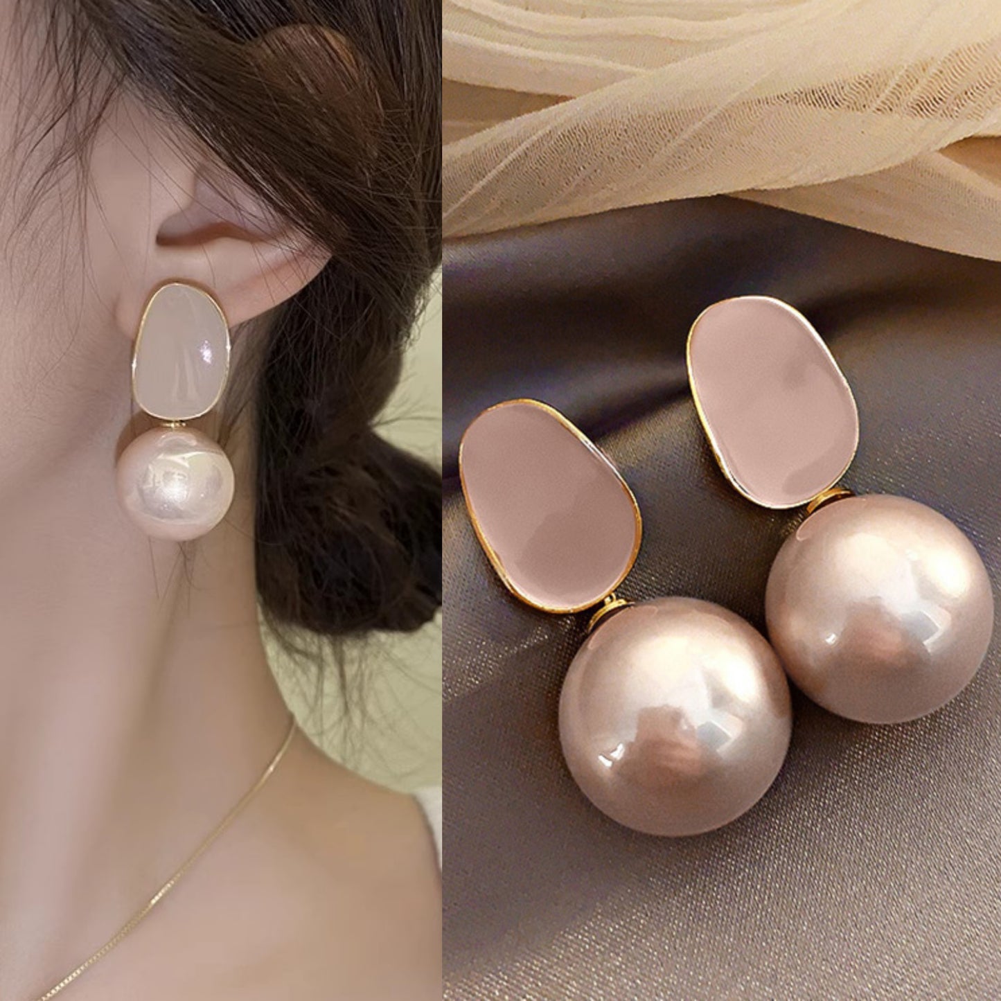 Korean Luxurious gold pearl drop Earring