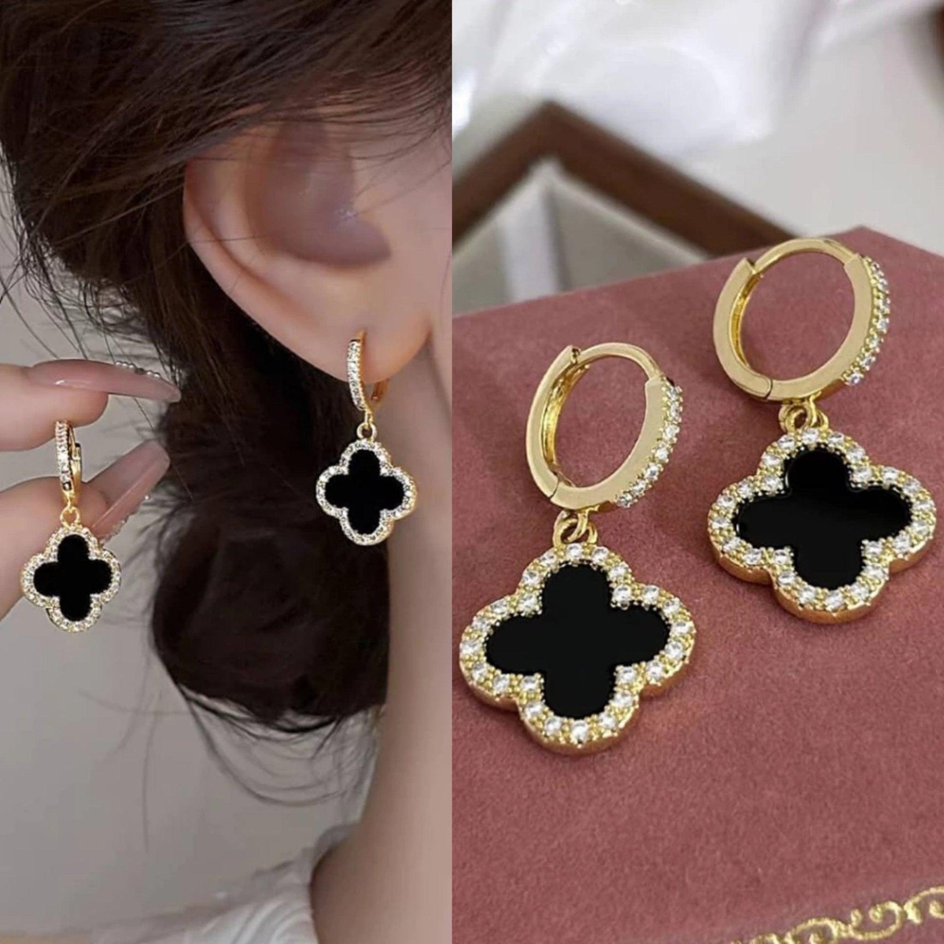 Korean Luxurious Stone Zirconia Gold Earring - Shine