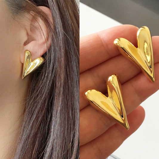 korean anti Tarnish v shape cute earring