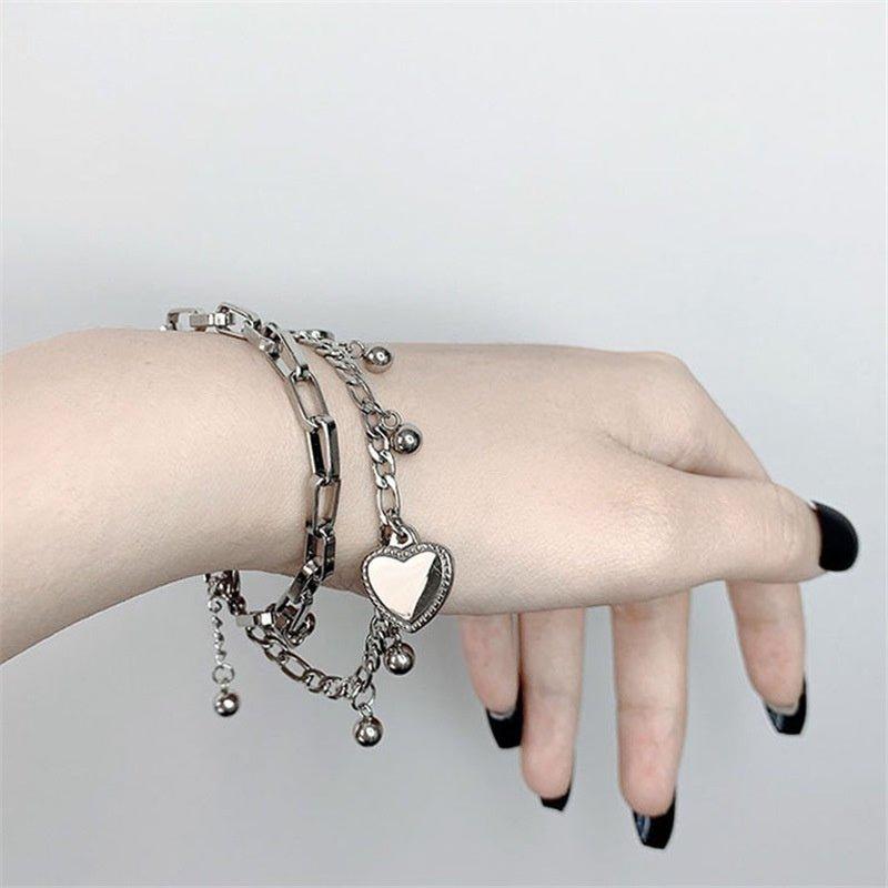 Bracelets For Girls Stainless Steel Heart Charm Bracelets For Women Bracelet Jewelry Gifts For Girls Black - Shine