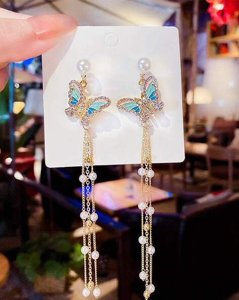 Korean Butterfly Luxurious Pearl Drop Earring