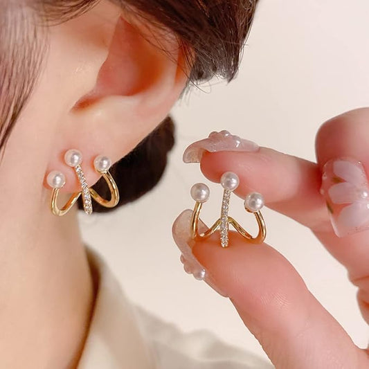 korean pearl gold rirconia stone Earring