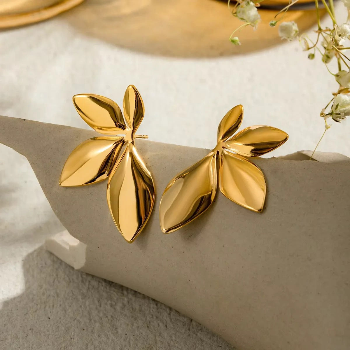 Gold Plated Anti Tarnish beautifull Leaf Earring
