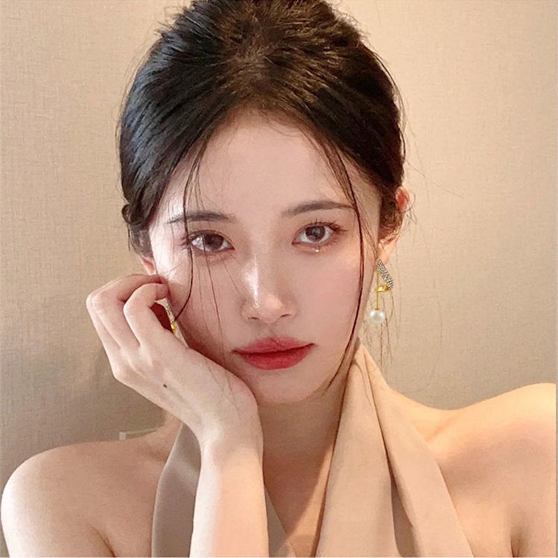 Korean Luxurious Pearl Drop Zirconia Earring3