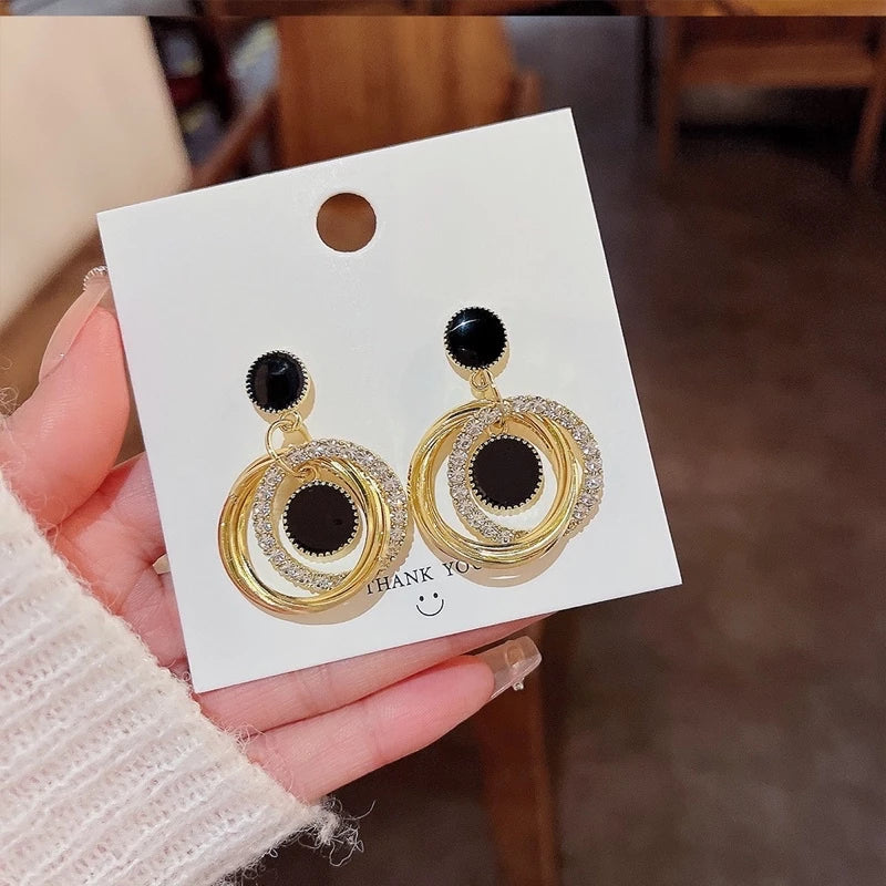 Korean Luxurious Gold Zirconia Stone Premium Earring