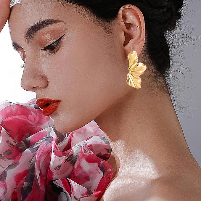 Anti-Tarnish Gold Flower Dangle Drop Earring