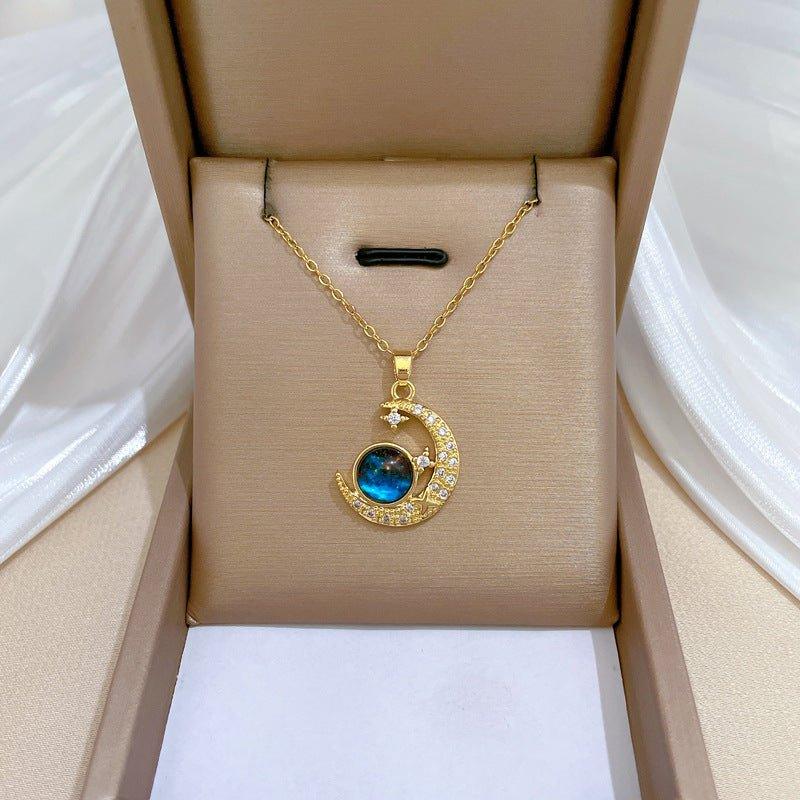 Korean Luxury Beautiful Style Gold Moon Star Pendant Necklace - Shineshe
