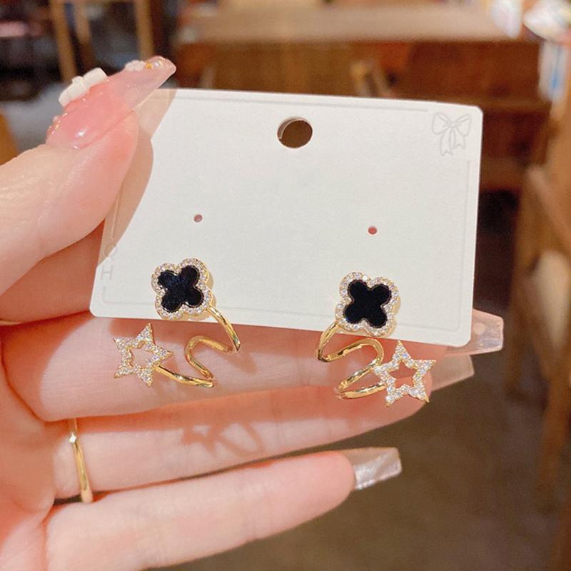 Korean Zircon Earrings Fashion Four-Leaf Clover Stud Earring