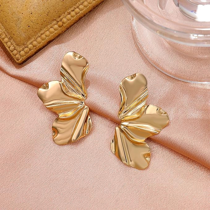 Anti-Tarnish Gold Flower Dangle Drop Earring