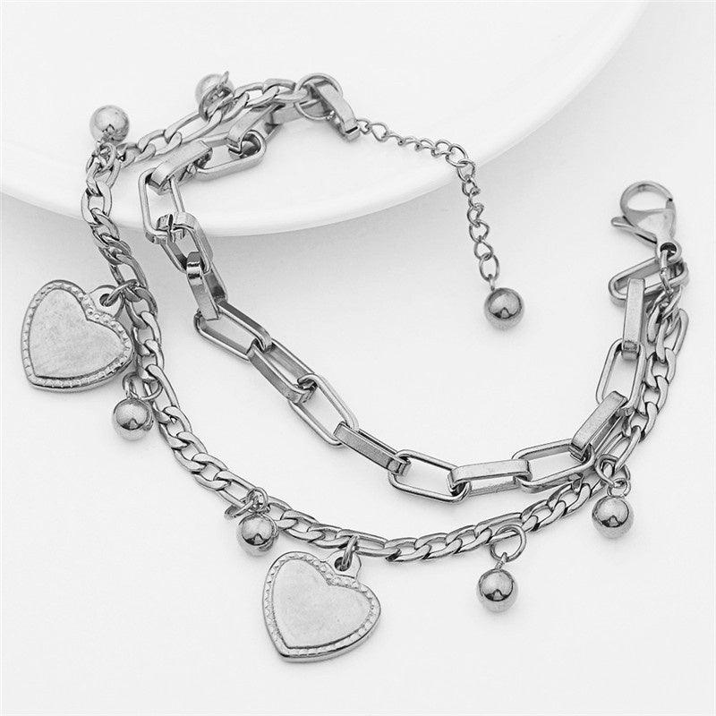 Bracelets For Girls Stainless Steel Heart Charm Bracelets For Women Bracelet Jewelry Gifts For Girls Black - Shine
