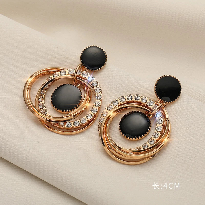 Korean Luxurious Gold Zirconia Stone Premium Earring