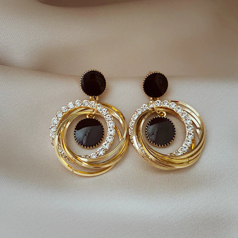 Korean Luxurious Gold Zirconia Stone Premium Earring
