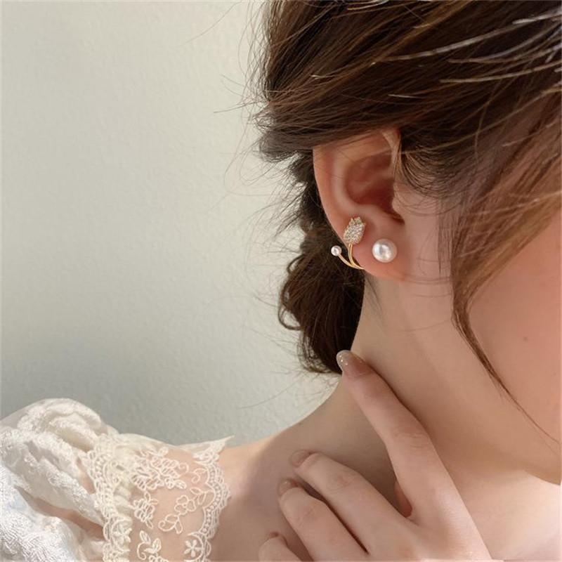 Korean Light Luxury Crystal Tulip Flower Stud Earring