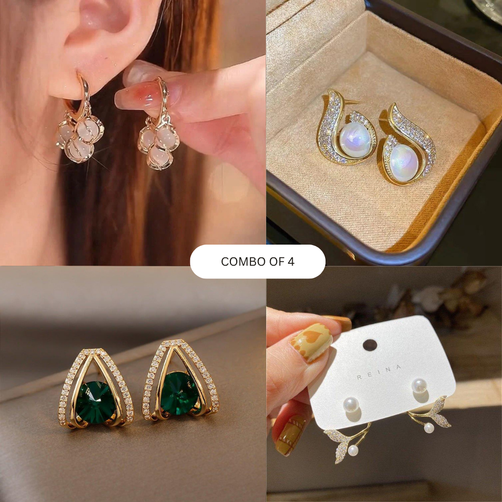 combo of 4 zircona earring