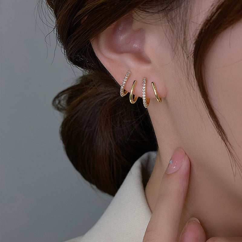 Korean Luxury Gold Zirconia Stone Earring