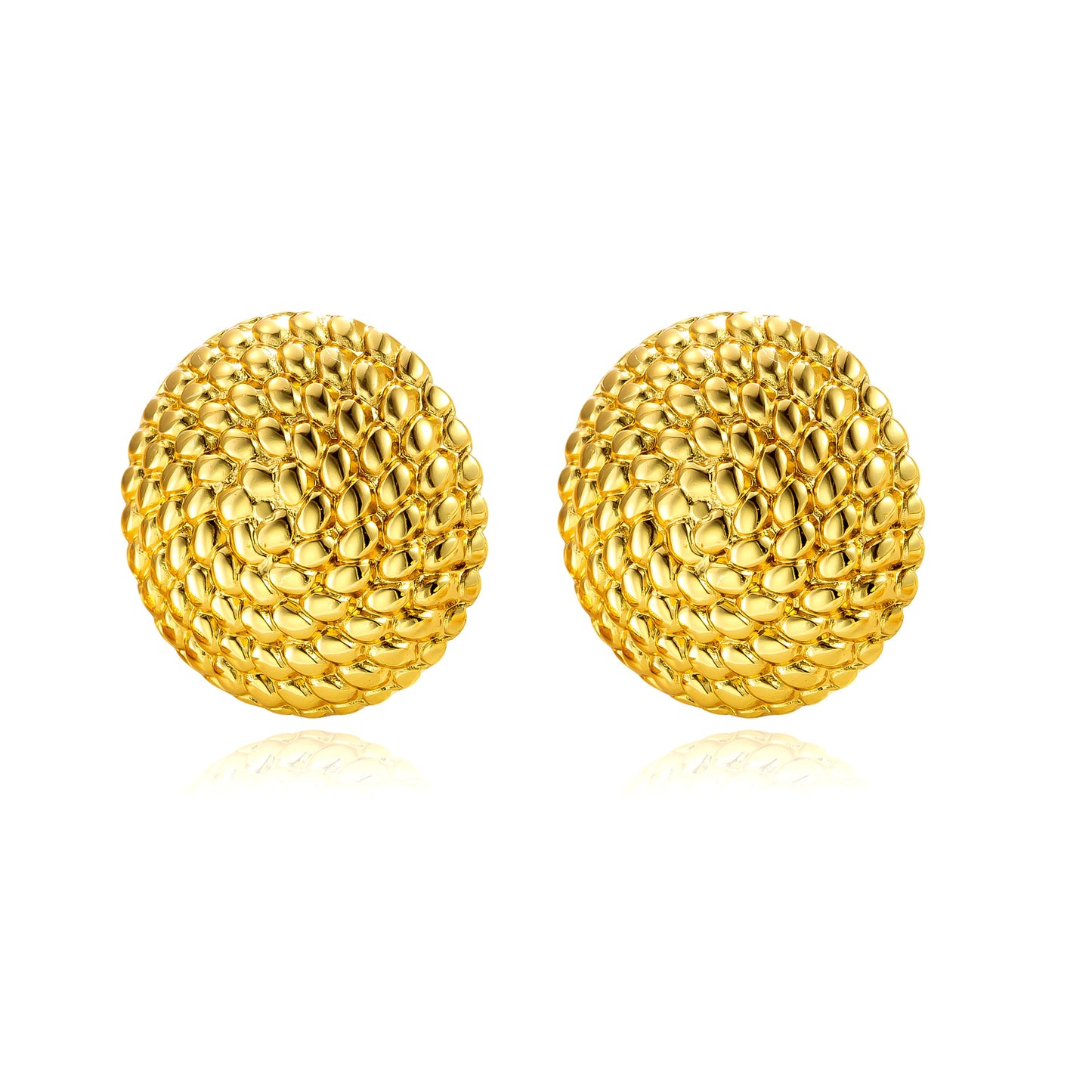 Gold Chunky Circular Earring Studs Gold Hypoallergenic Trendy Stud Earring