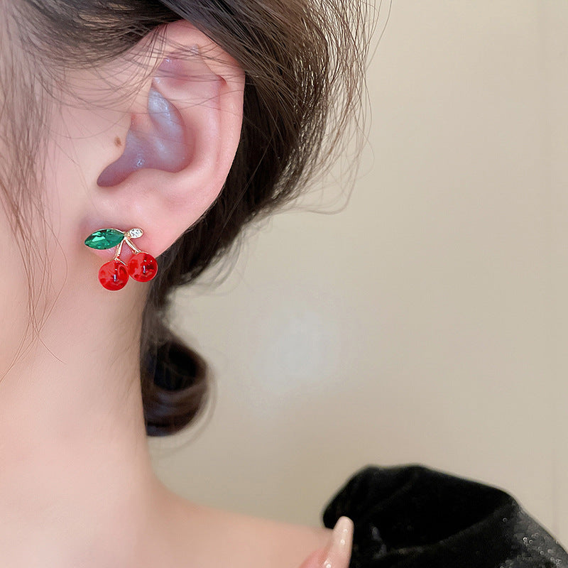 Korean beautiful red charm drom earring