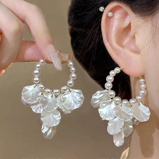 Pearl Shell Drop Earring Fashion Party Korean Circle Dangle Earrings Female Jewelry for Woman3