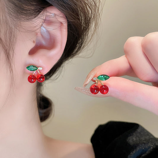 Korean beautiful red charm drom earring