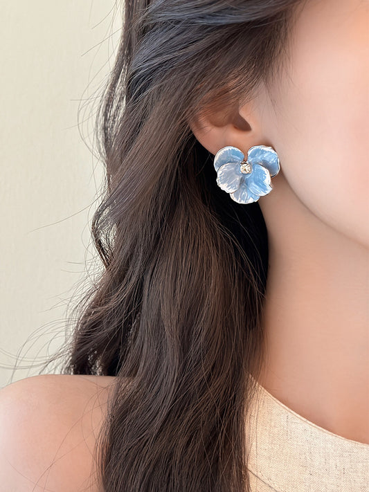 Korean blue flower cute Earring