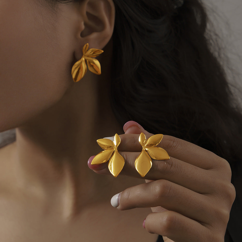 Gold Plated Anti Tarnish beautifull Leaf Earring