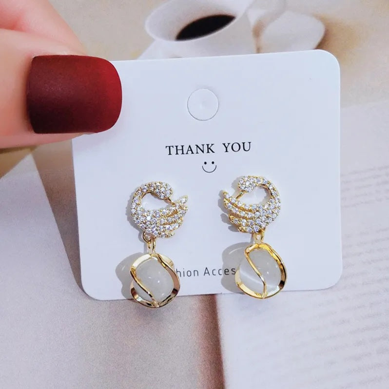 Korean Crystal Sparking Diamond Drop Earring for Women Gold3